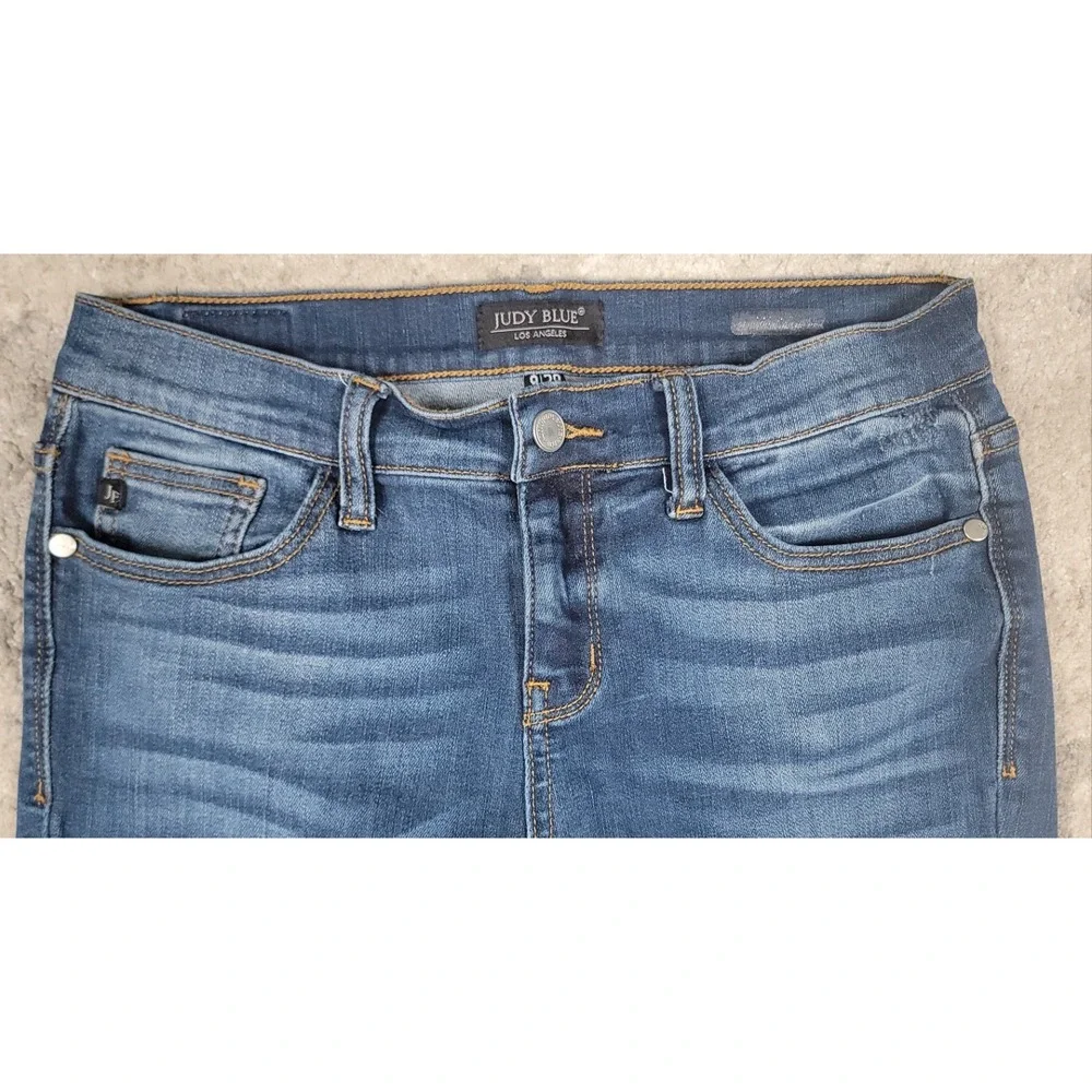 Judy Blue Straight Fit Jeans Womens Sz 9/29x31 Distressed Stretch Denim JB8277DK